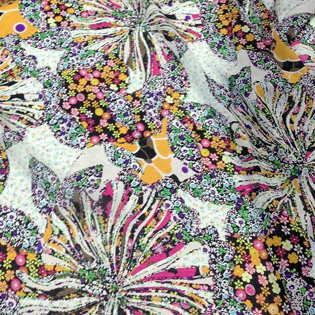Tissu polyester imprimé floral GAUDI pour chemisier