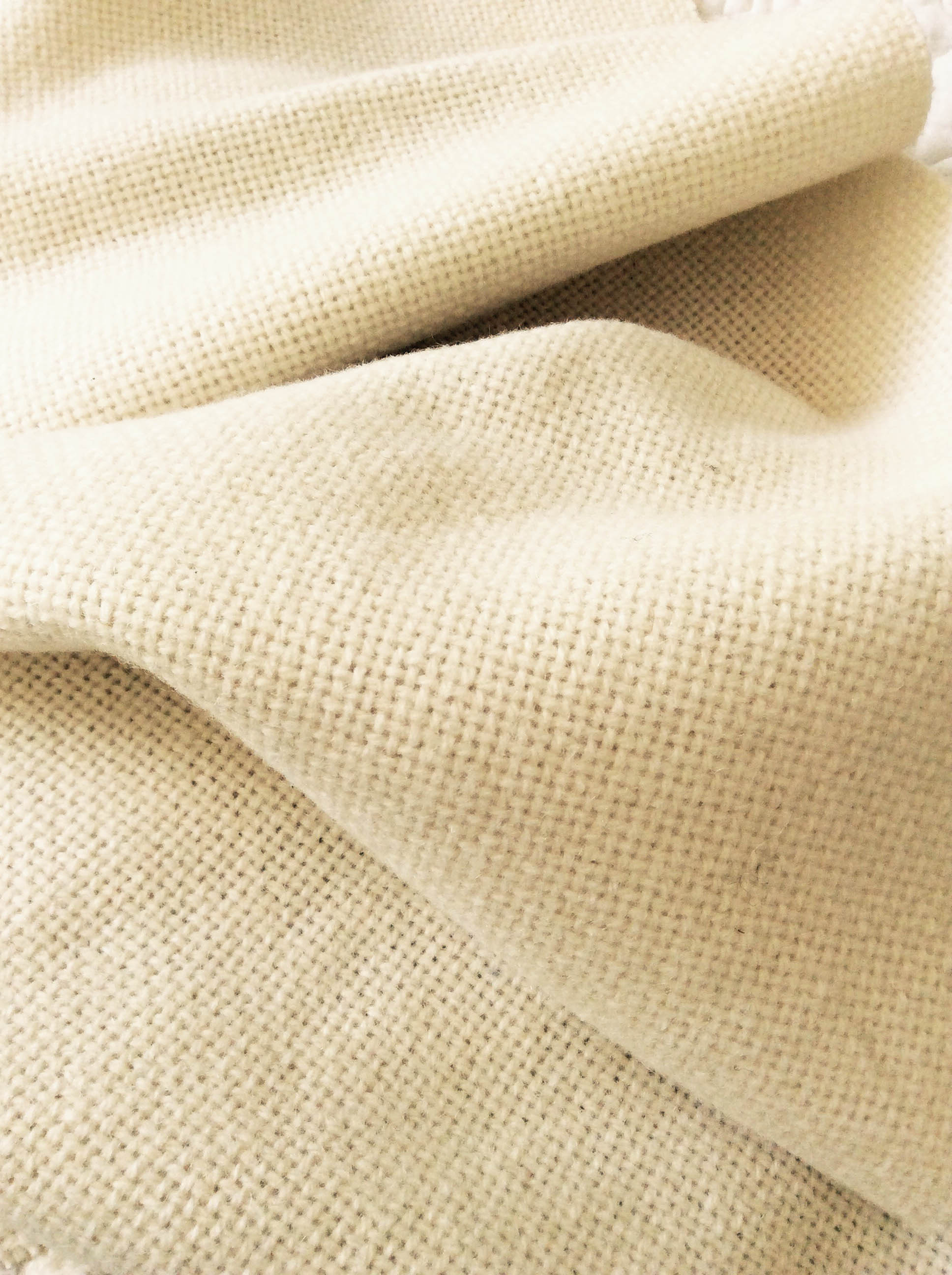 Drap de laine grosse toile blanc
