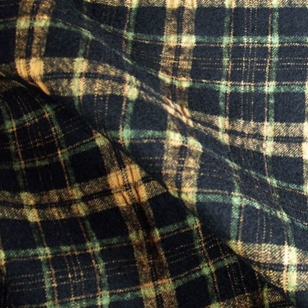 Tissu flanelle de laine écossais noir et orange