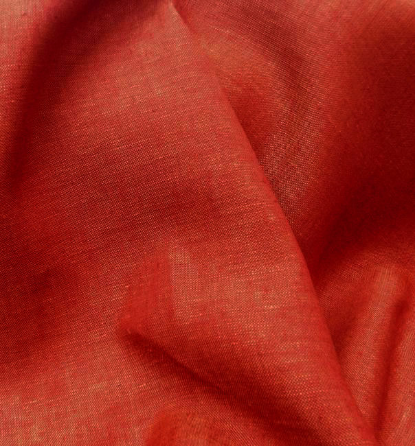 Tissu en lin chiné rouge et saumon