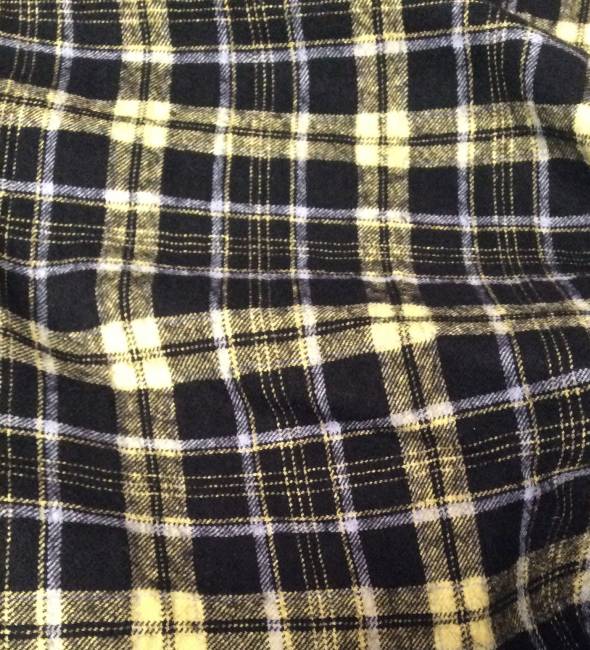 Tissu flanelle de laine tartan noir et  jaune 
