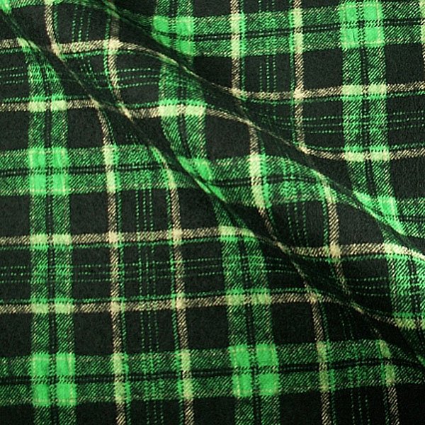 Tissu flanelle de laine tartan noir et vert