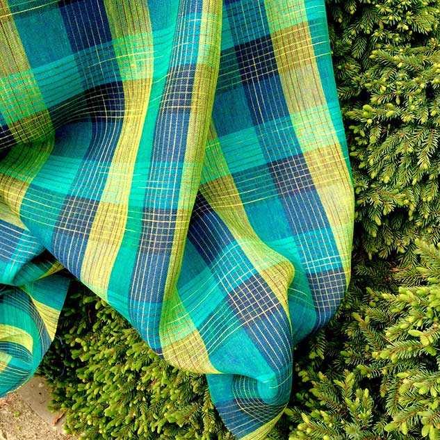 Tissu lin écossais vert et bleu tissu rideau