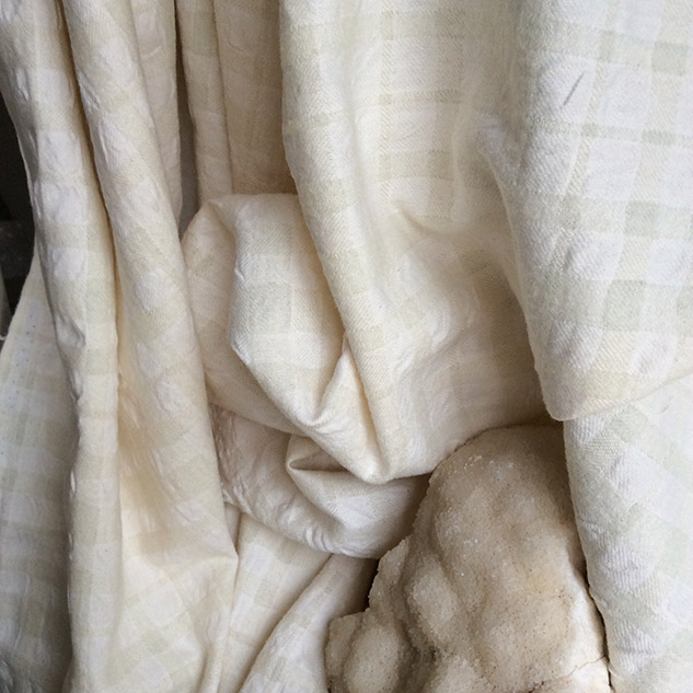 BR121-Crème Damassé rideau tissu 