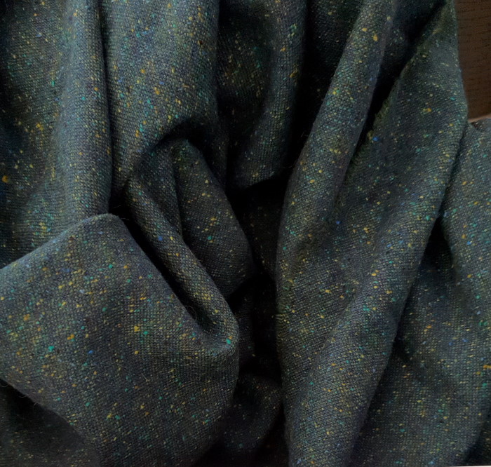 Tissu tweed bleu vert