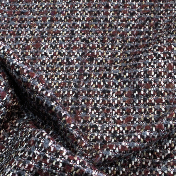 Tissu tweed bordeaux