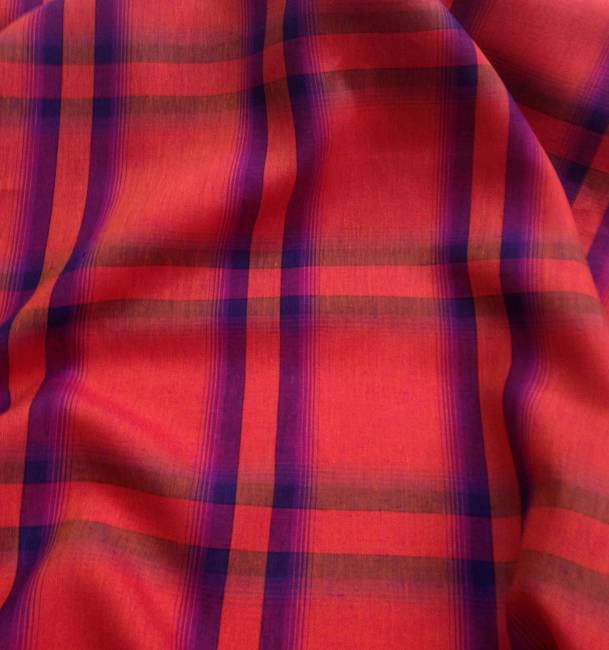 Tissu lin écossais rouge pour chemisier