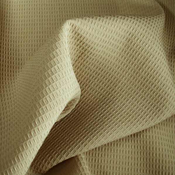 Tissu polyester laine nid d'abeilles beige