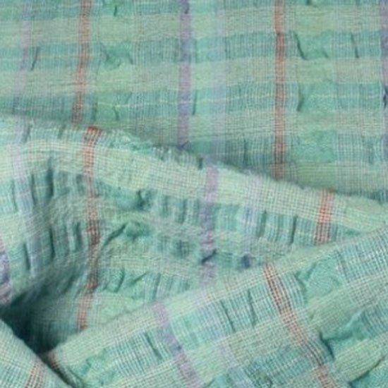 Tissu lin turquoise avec relief