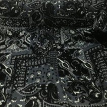 Tissu laine tissu au metre imprimé noir et argenté, chemisier, robe longue