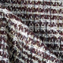 Tissu tweed bordeaux et blanc