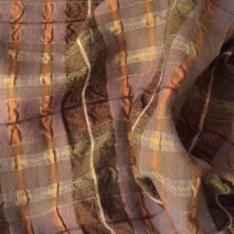 Tissu ecossais habillement 3D marron cuivré cloqué, jupe, blouson, pantalon
