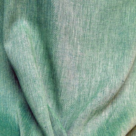 Tissu de lin vert chiné