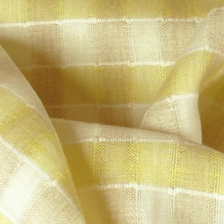Tissus écossais en lin écru et jaune