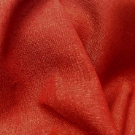 Tissu en lin chiné rouge et saumon