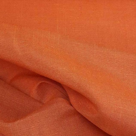 Tissu lin polyester toile orange