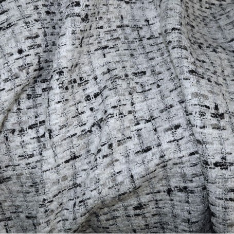 Tissu tweed carreaux blanc et noir