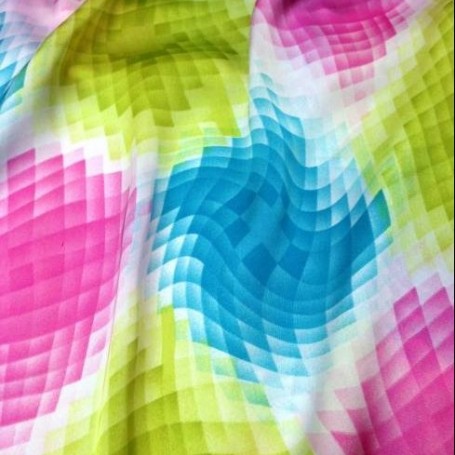 Tissu polyester imprimé Vasarely, chemisier